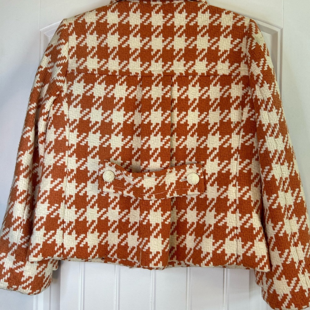 J.Crew Italian Houndstooth Greta Coat Orange & White Women’s Size Regularly $375 - Picture 4 of 14